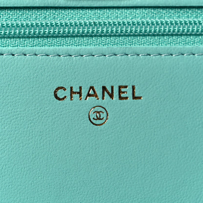 Chanel Lambskin Quilted Trendy CC Wallet On Chain WOC Turquoise 6 of 13