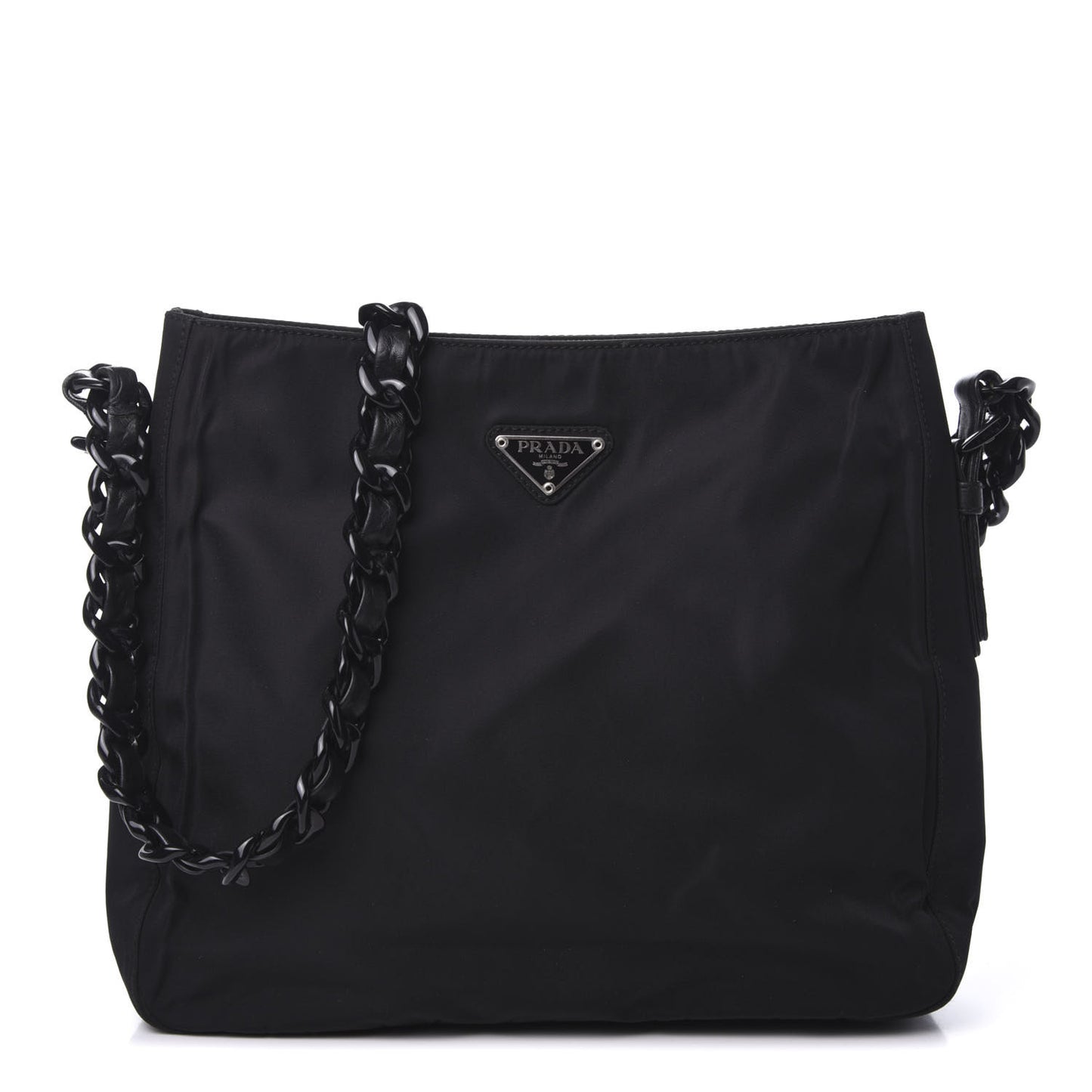Tessuto Nylon Chain Shoulder Bag Black