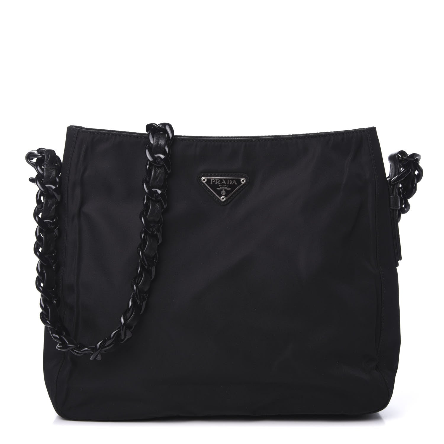 Prada Tessuto Nylon Chain Shoulder Bag Black 1 of 8