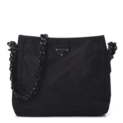 Prada Tessuto Nylon Chain Shoulder Bag Black 1 of 8