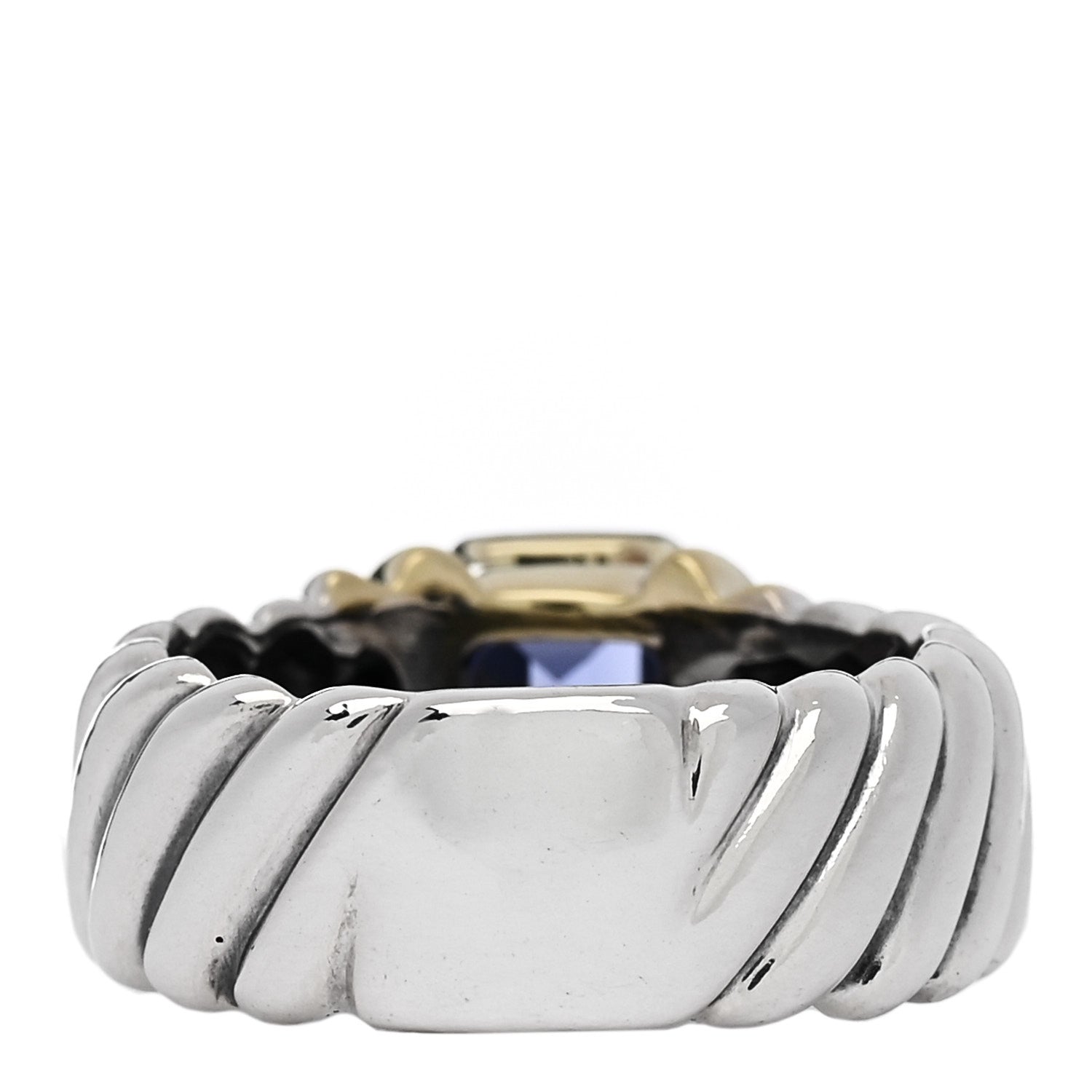 David Yurman Sterling Silver 14K Yellow Gold Iolite Ring 53 6.25 4 of 5