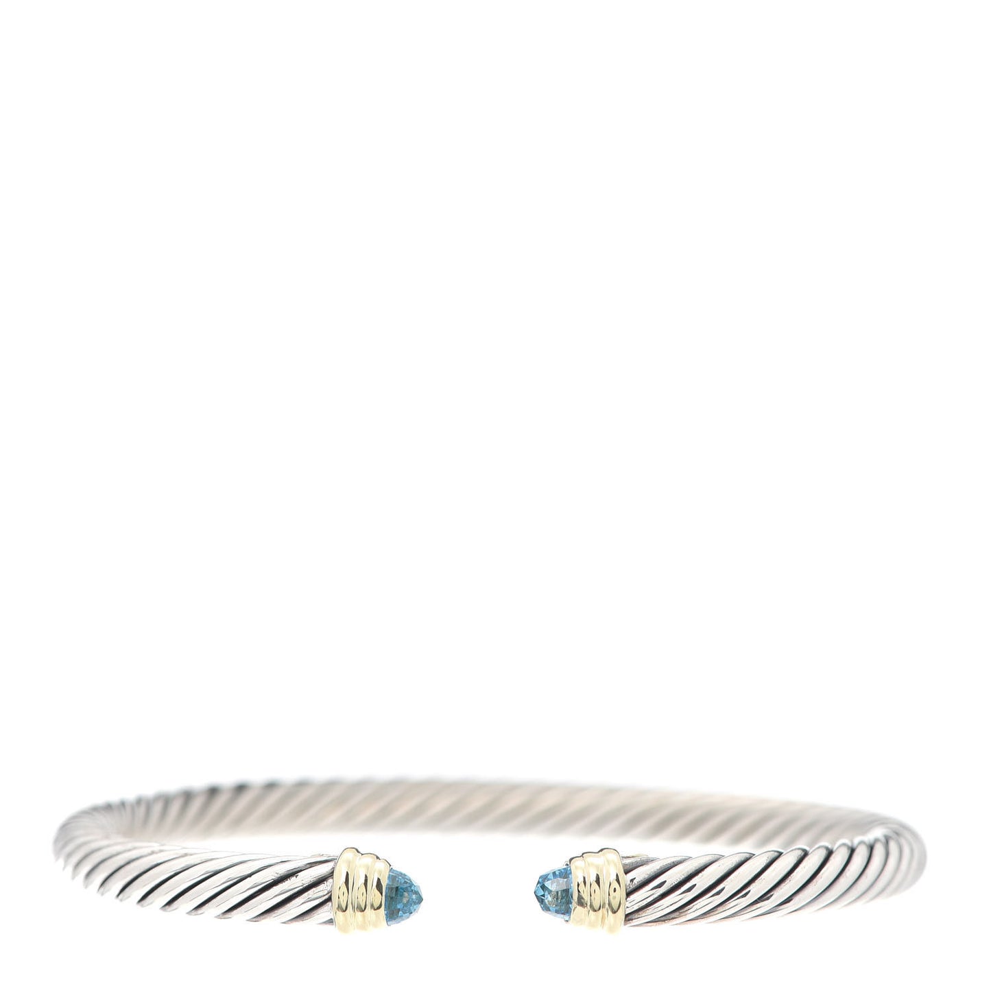 Sterling Silver 14K Yellow Gold Blue Topaz 5mm Cable Classics Petite Color Bracelet