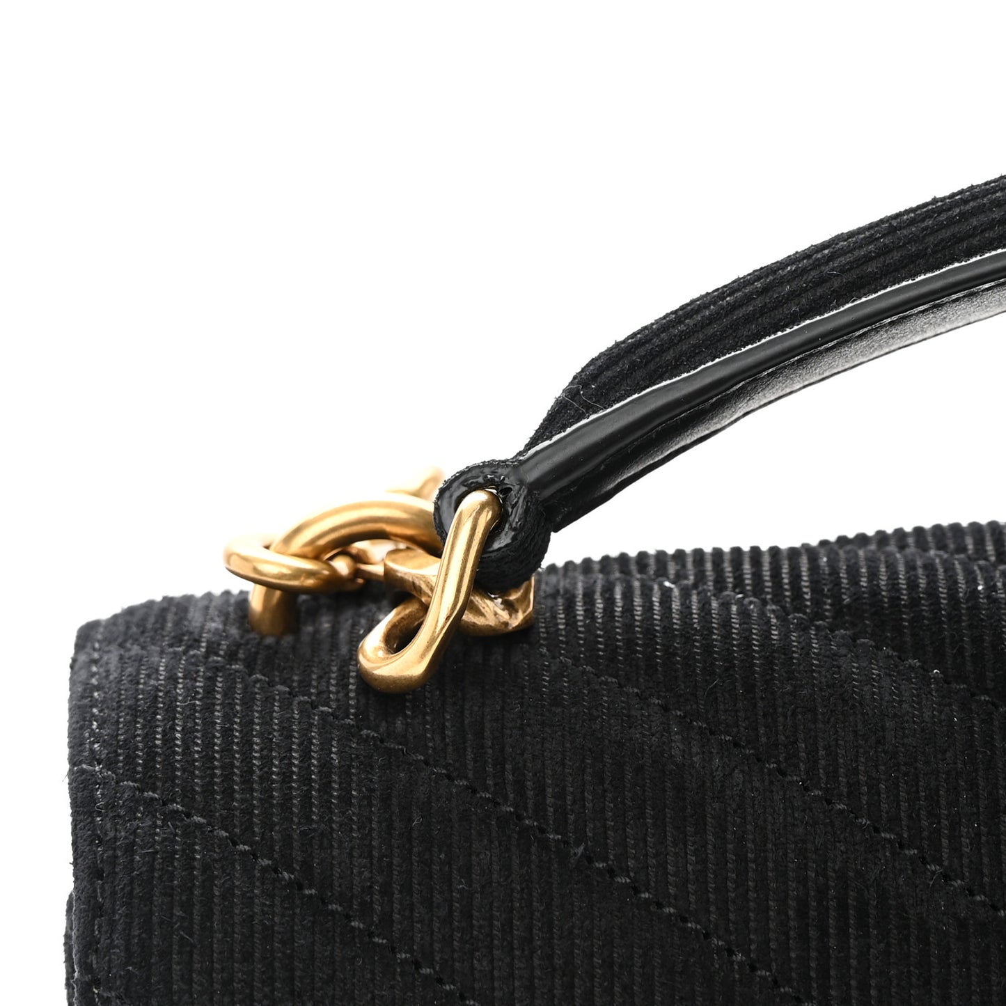 Corduroy Matelasse Chevron Monogram Medium College Bag Softy Black