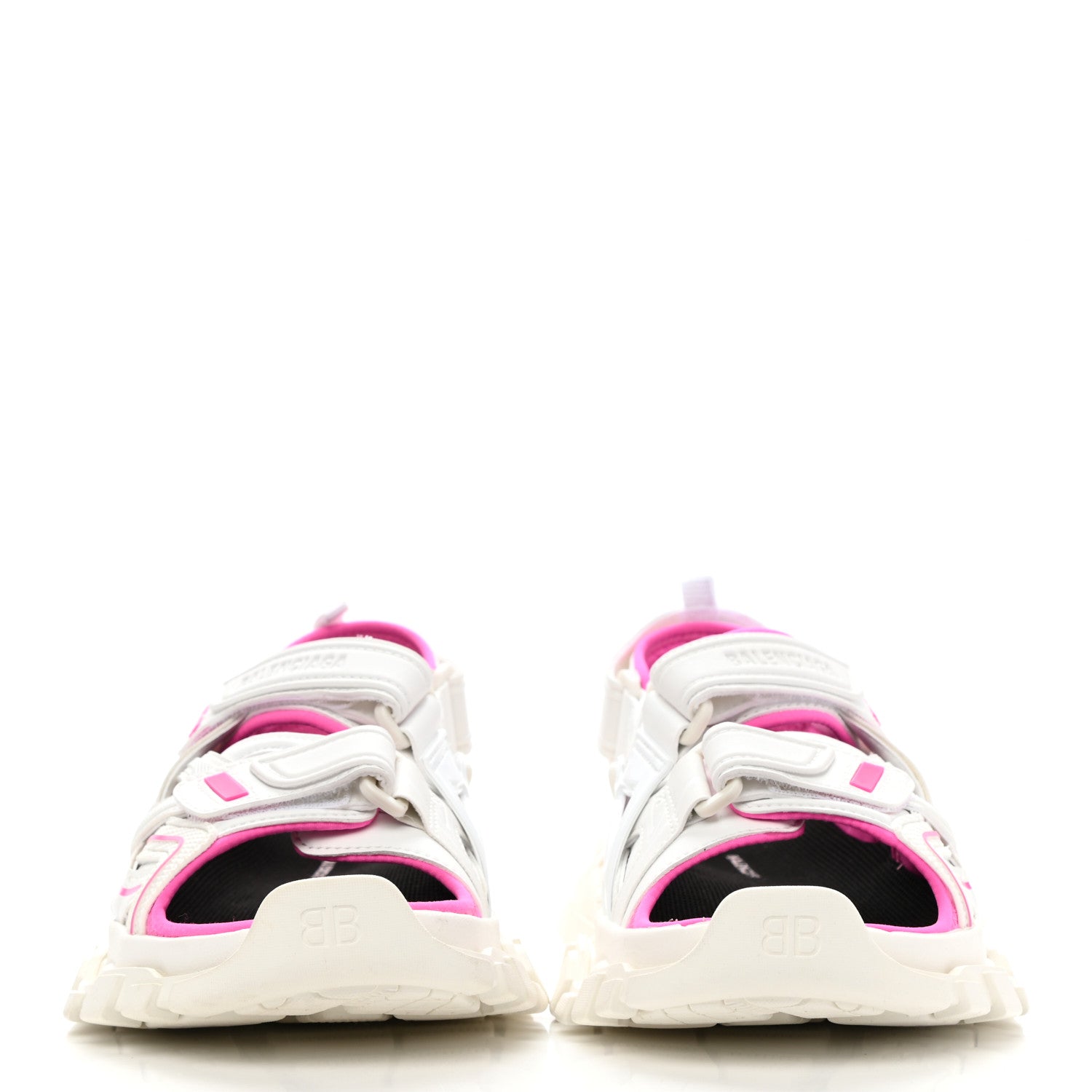 Balenciaga Rubber Neoprene Bi-Color Womens Track Sandals 38 White Fluo Pink 2 of 8