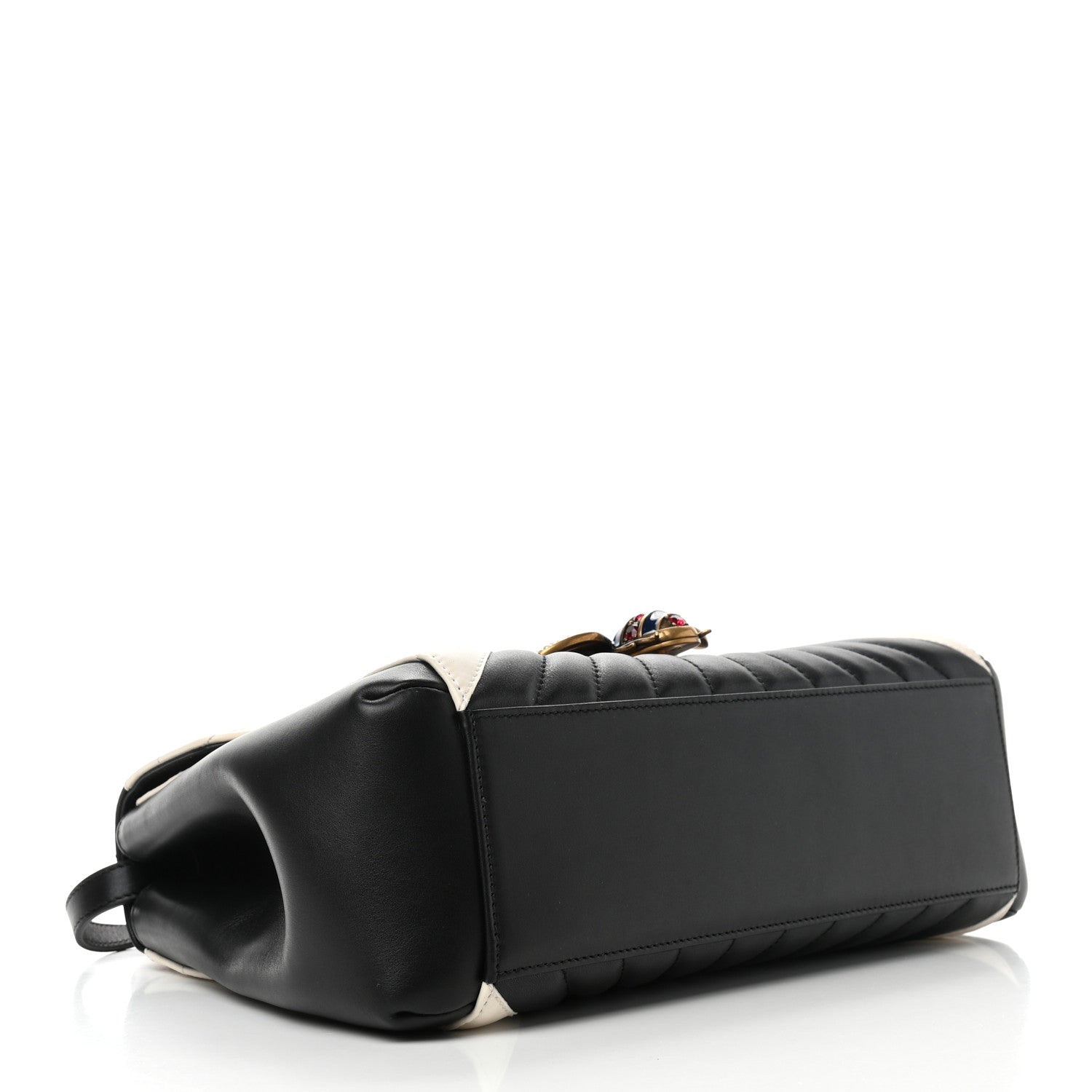 Gucci Calfskin Bamboo Trapuntata Queen Margaret Top Handle Bag Mystic White Black 4 of 9