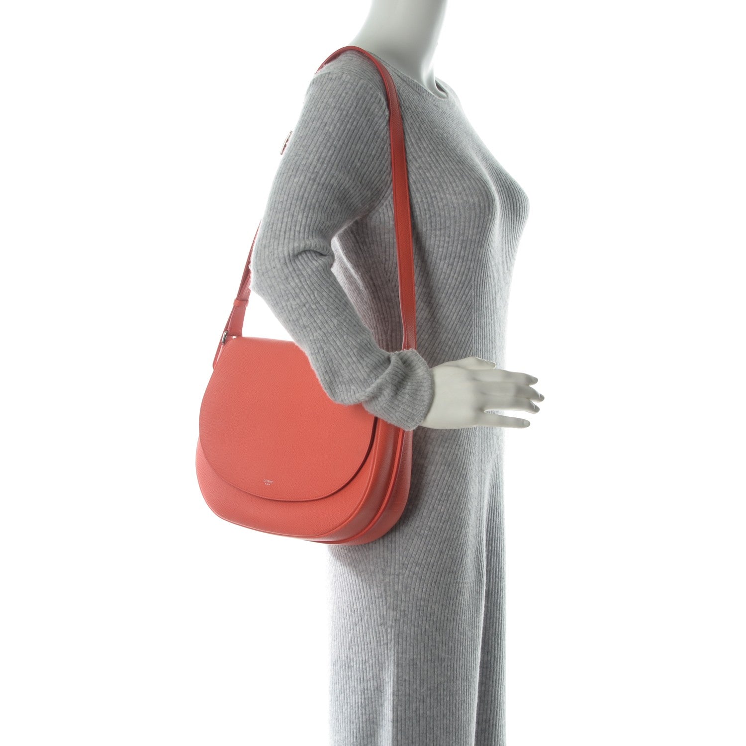 Celine Grained Calfskin Trotteur Messenger Coral 2 of 7