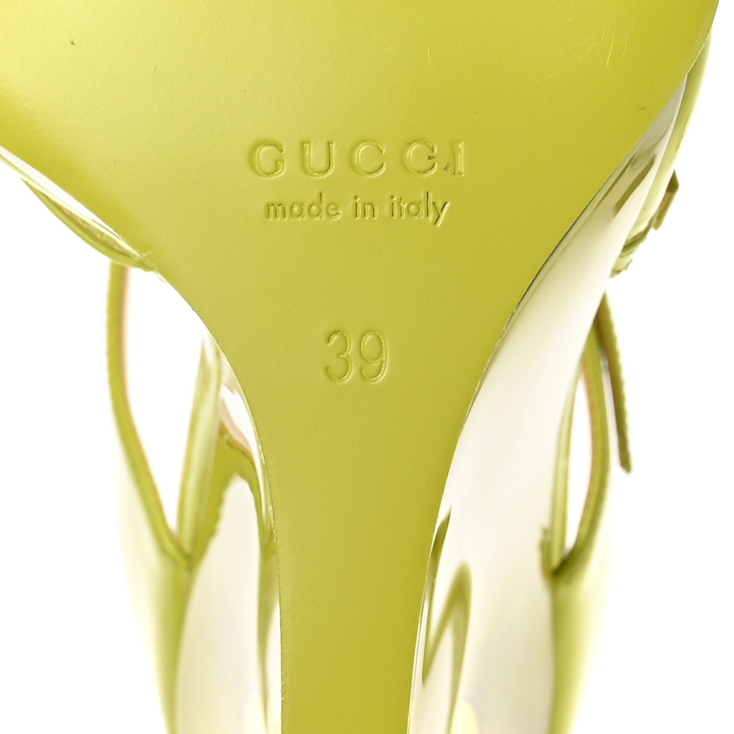 Gucci Regent Calfskin Lucite Wedge 110 Mules 39 Firefly 7 of 9