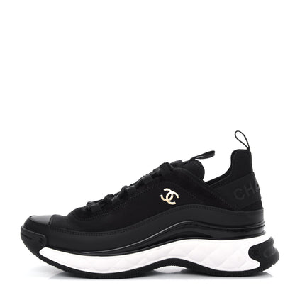 Chanel Velvet Calfskin Mixed Fibers CC Sneakers 38 Black 1 of 11