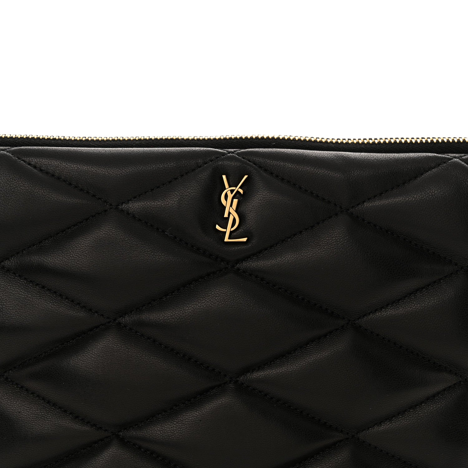 Saint Laurent Lambskin Monogram Medium Sade Puffer Pouch Black 8 of 11