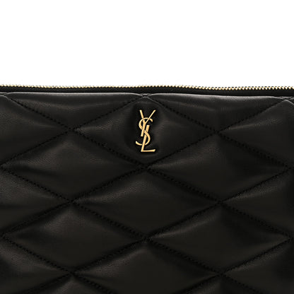 Saint Laurent Lambskin Monogram Medium Sade Puffer Pouch Black 8 of 11