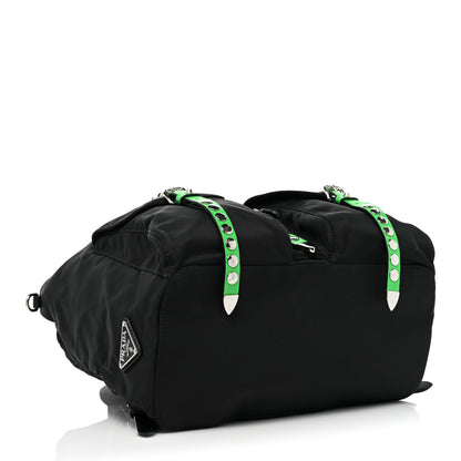 Prada Nylon New Vela Studded Backpack Black Green 4 of 8