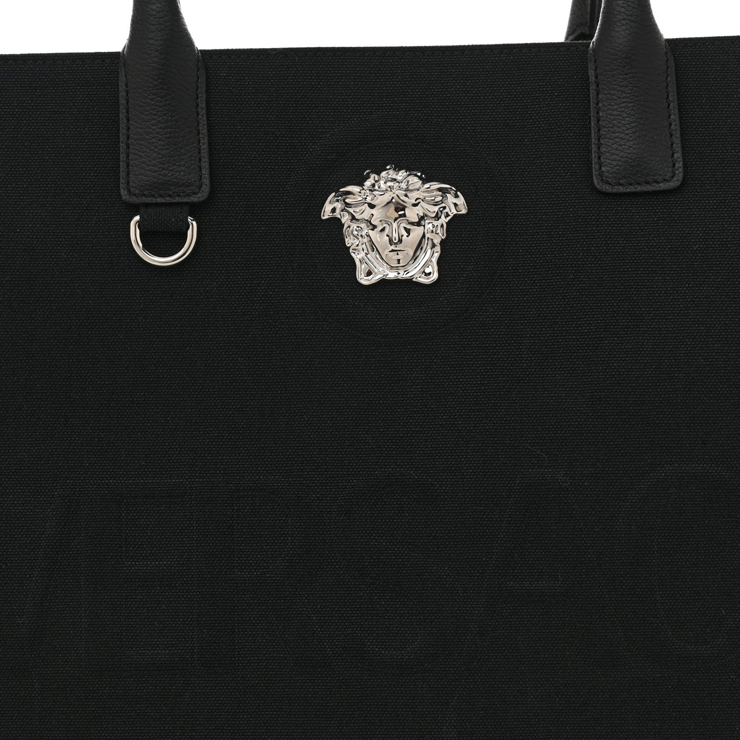Versace Canvas Calfskin Large La Medusa Tote Bag Black 7 of 12