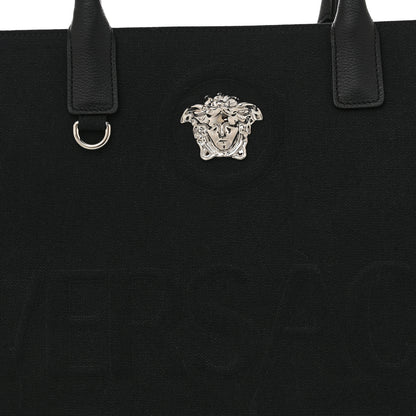 Versace Canvas Calfskin Large La Medusa Tote Bag Black 7 of 12