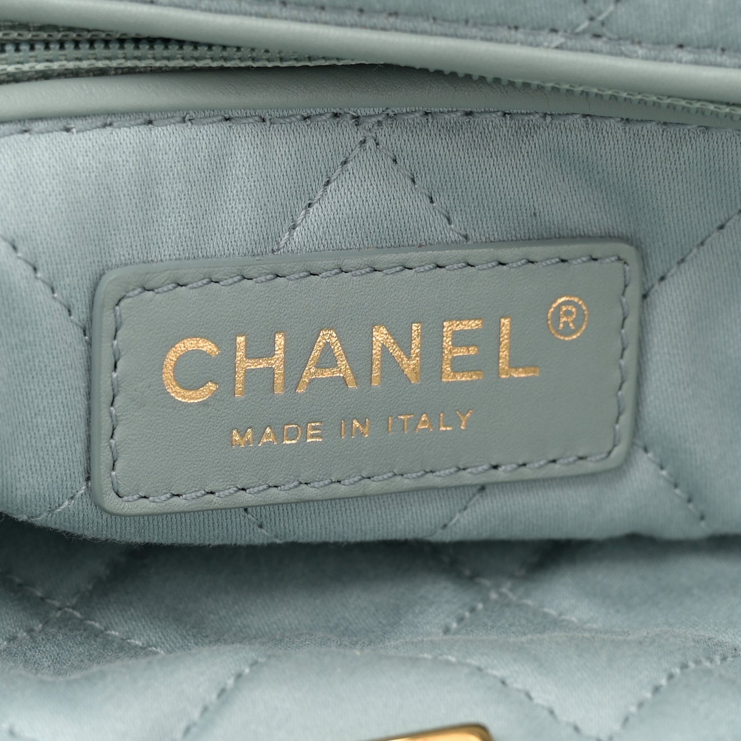 Shiny Calfskin Quilted Small Chanel 22 Light Blue