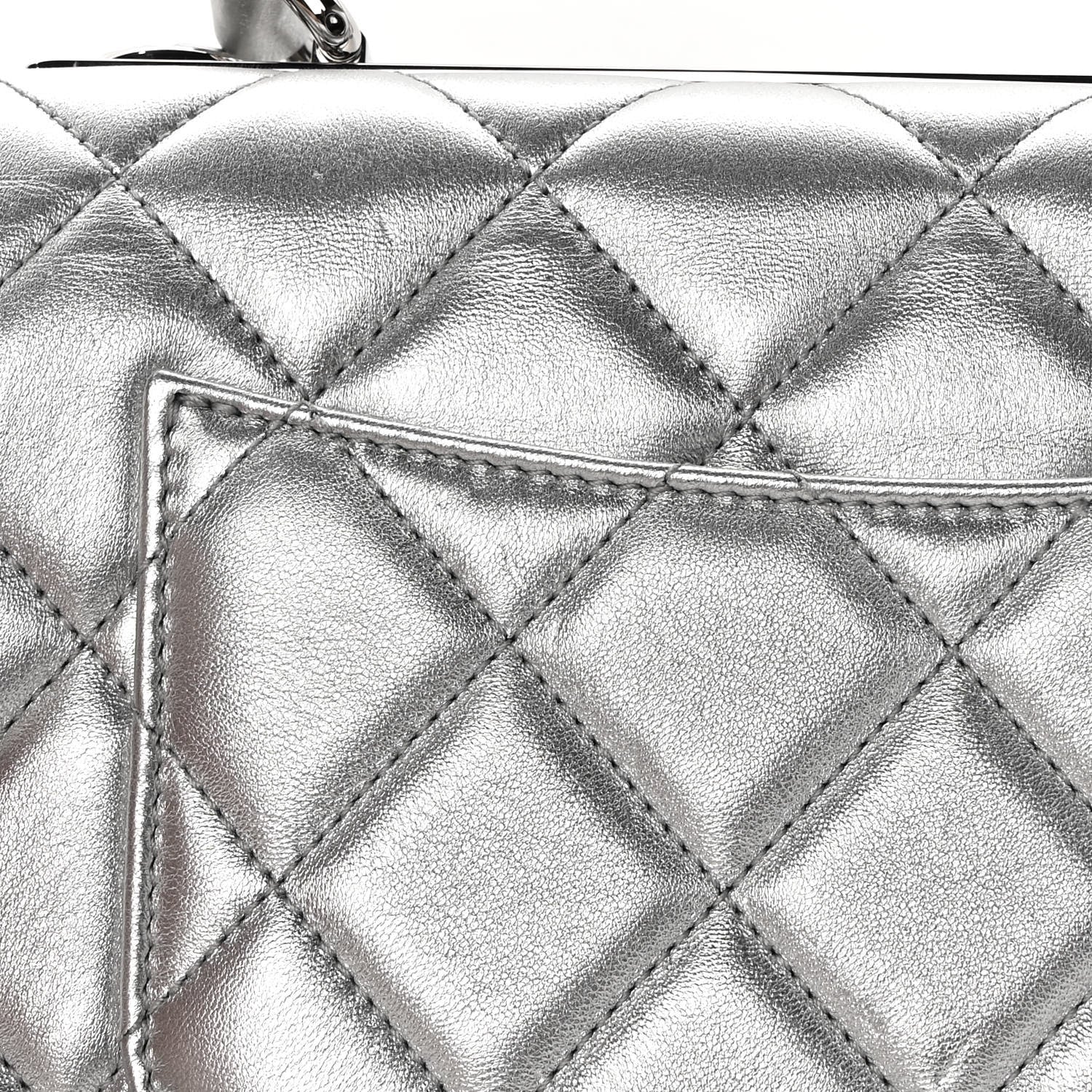 Chanel Metallic Lambskin Quilted Small Trendy CC Flap Dual Handle Bag Silver 13 of 14