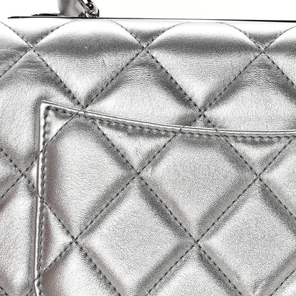 Chanel Metallic Lambskin Quilted Small Trendy CC Flap Dual Handle Bag Silver 13 of 14
