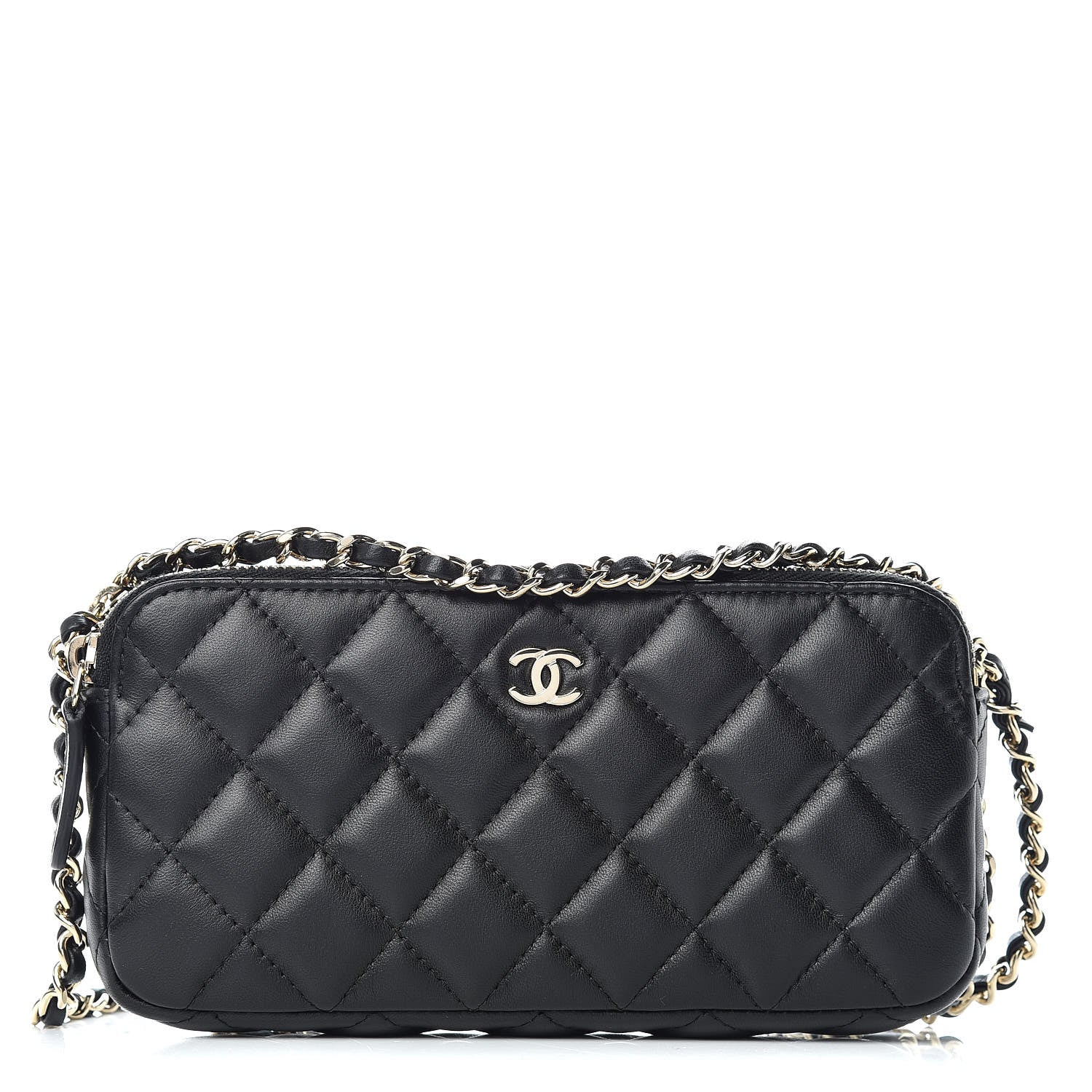 Chanel Lambskin Quilted Small Clutch With Chain Black 1 of 11