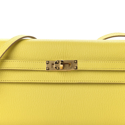 Hermes Chevre Mysore Kelly Wallet To Go Lime 9 of 10