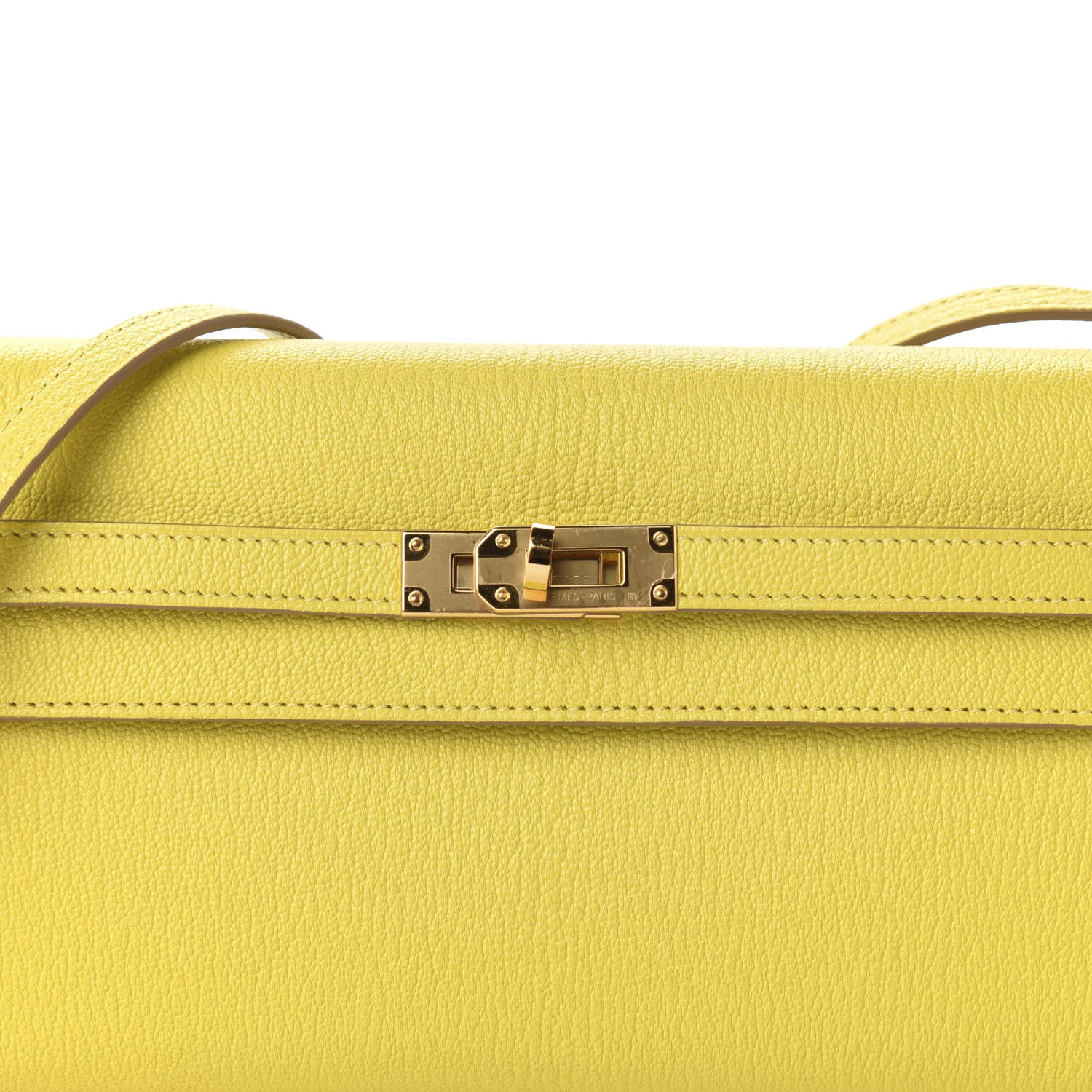 Hermes Chevre Mysore Kelly Wallet To Go Lime 9 of 10