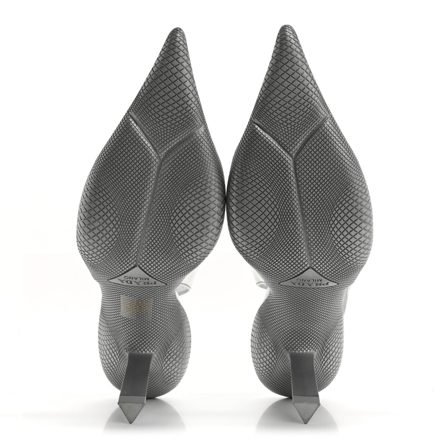 Spazzolato Triangle Logo Pointed Toe 45mm Slingback Pumps 36.5 Argento