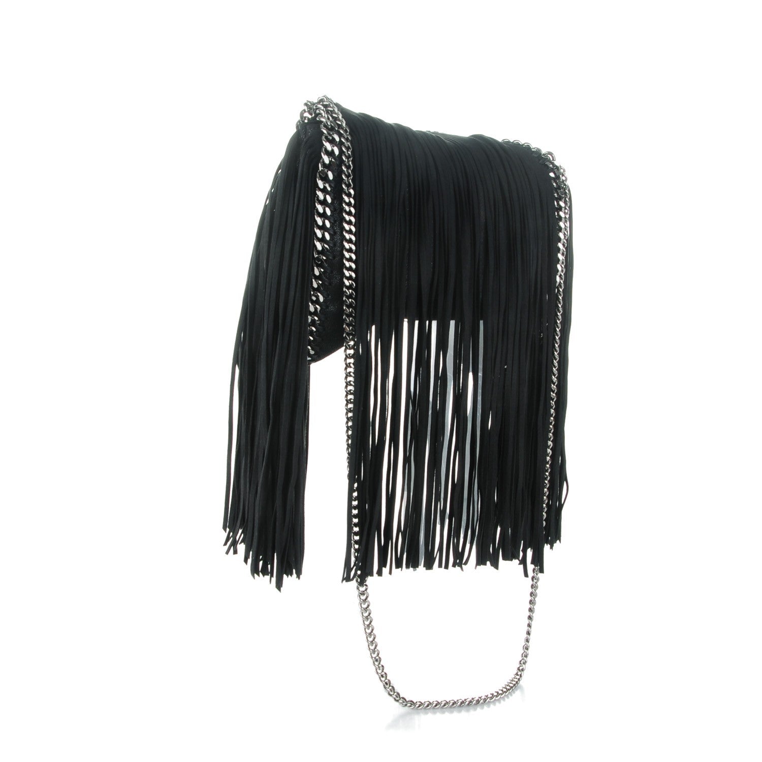 Stella McCartney Shaggy Deer Fringe Mini Falabella Tote Black 3 of 8