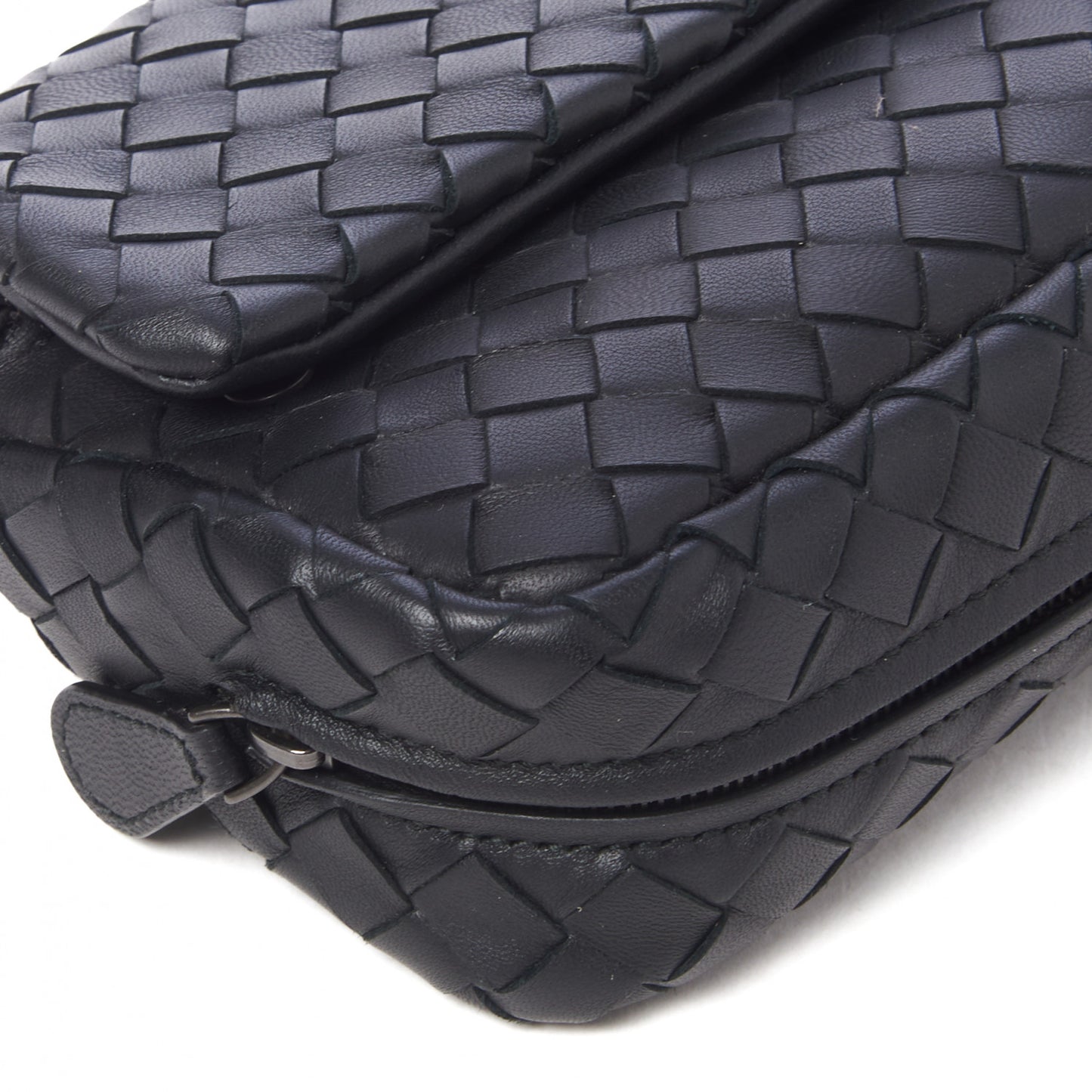 Nappa Intrecciato Small Chain Crossbody Black
