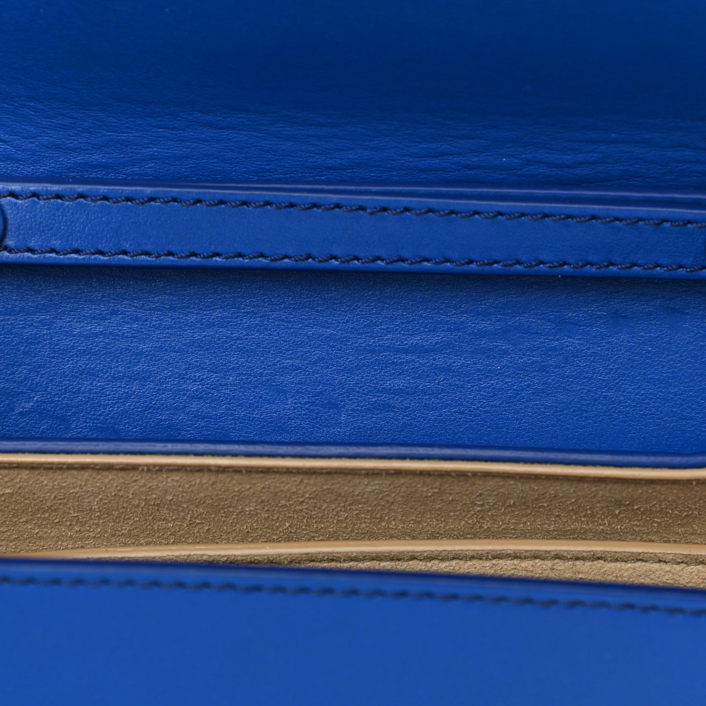 Calfskin Bow Cut Chain Wallet Electric Blue