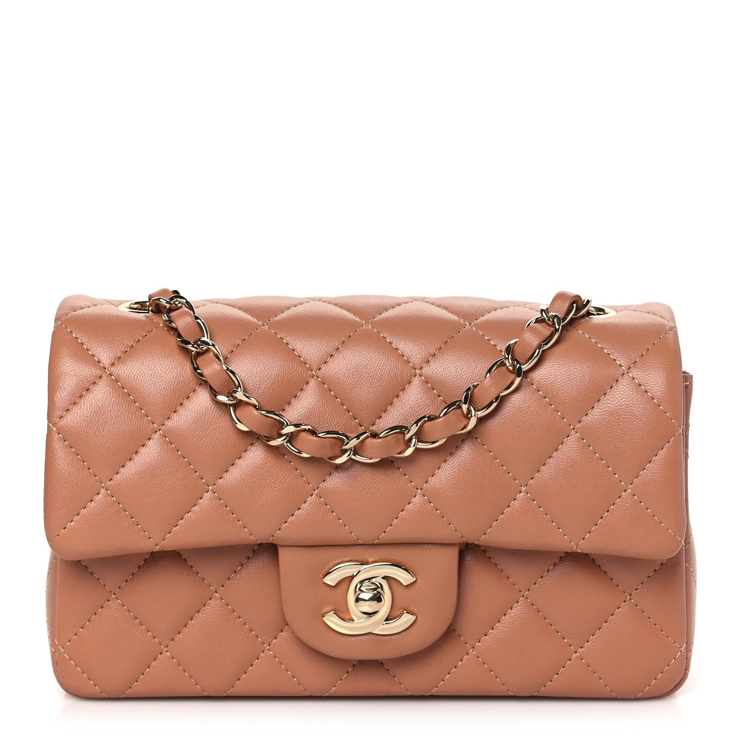 Chanel Lambskin Quilted Mini Rectangular Flap Brown 1 of 10