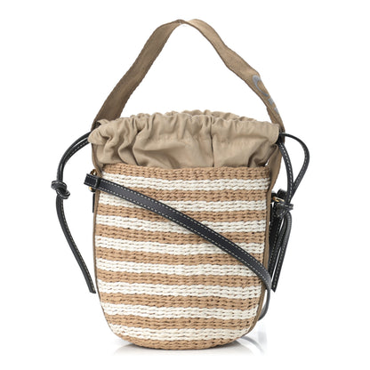 Chloe Raffia Calfskin Small Woody Striped Basket Bag Grove Brown 1 of 10