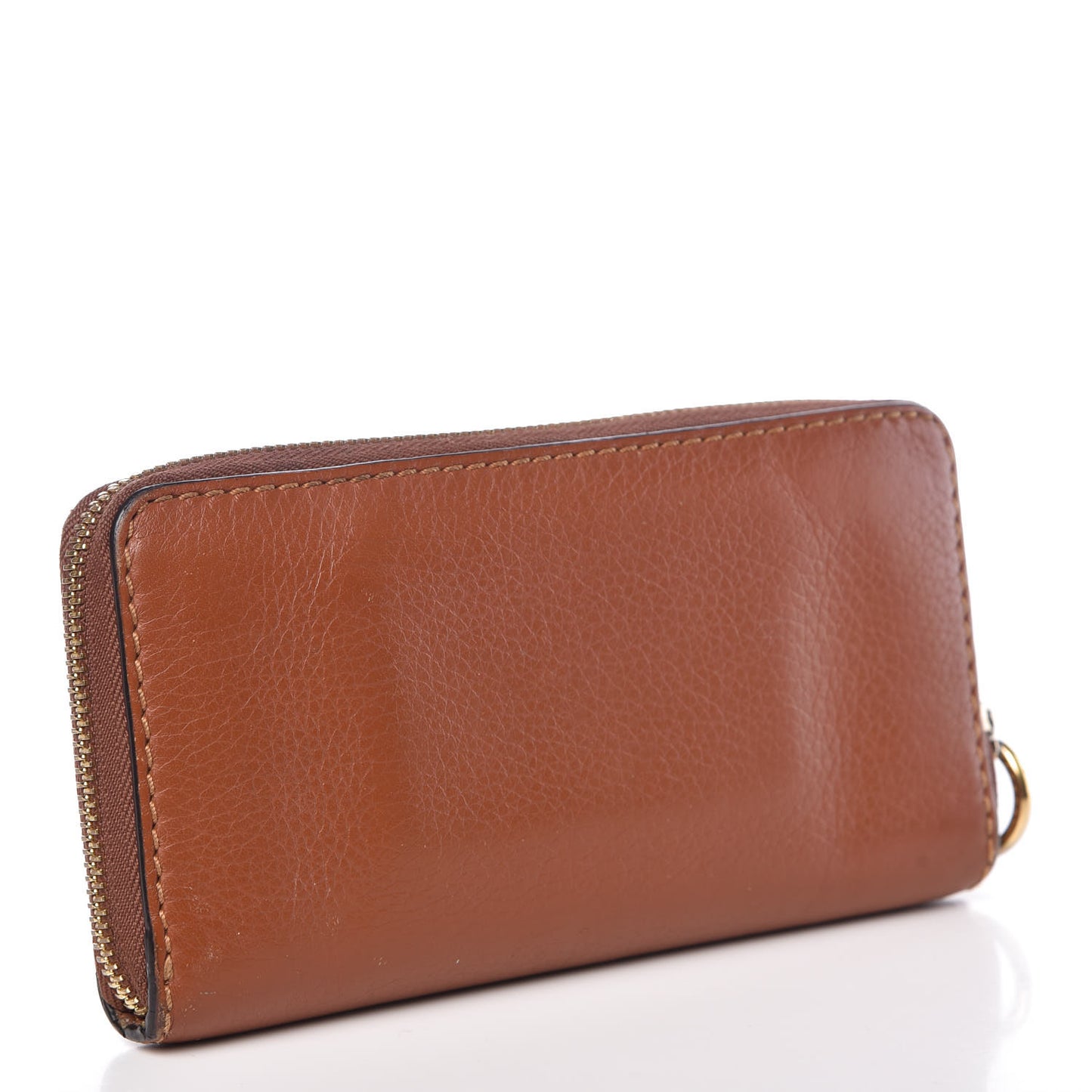 Grained Calfskin Marcie Long Zip Around Wallet Tan