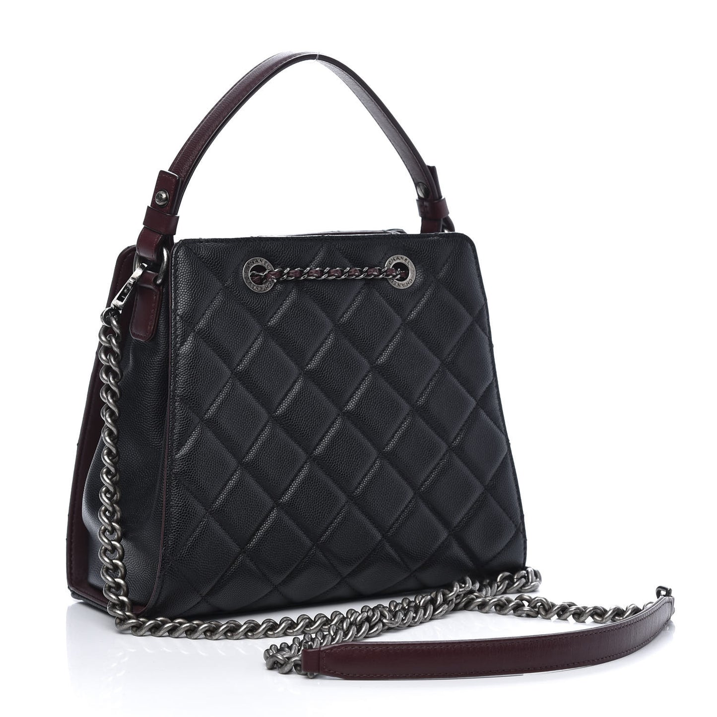 Caviar Quilted Small CC Bucket Bag Black