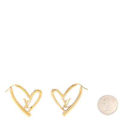 Louis Vuitton Metal Fall In Love Hoop Earrings GM Gold 2 of 6