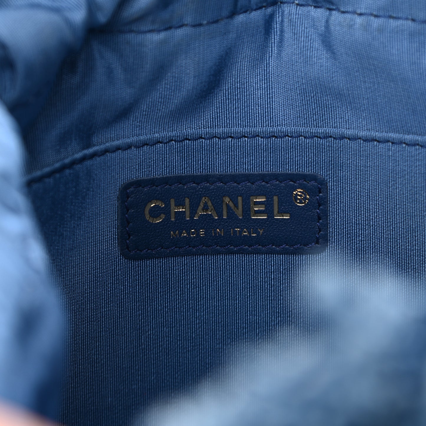 Denim Quilted Mood Bucket With Chain Blue Multicolor