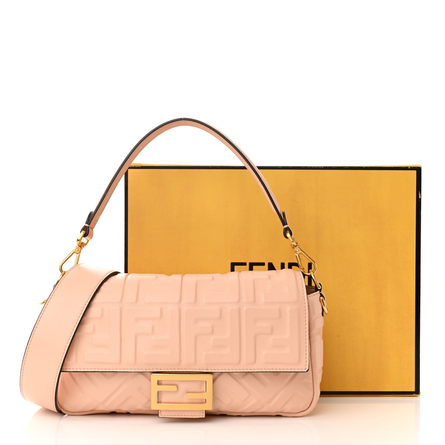 Fendi Nappa FF 1974 Embossed Baguette Rosa Quarzo 12 of 12