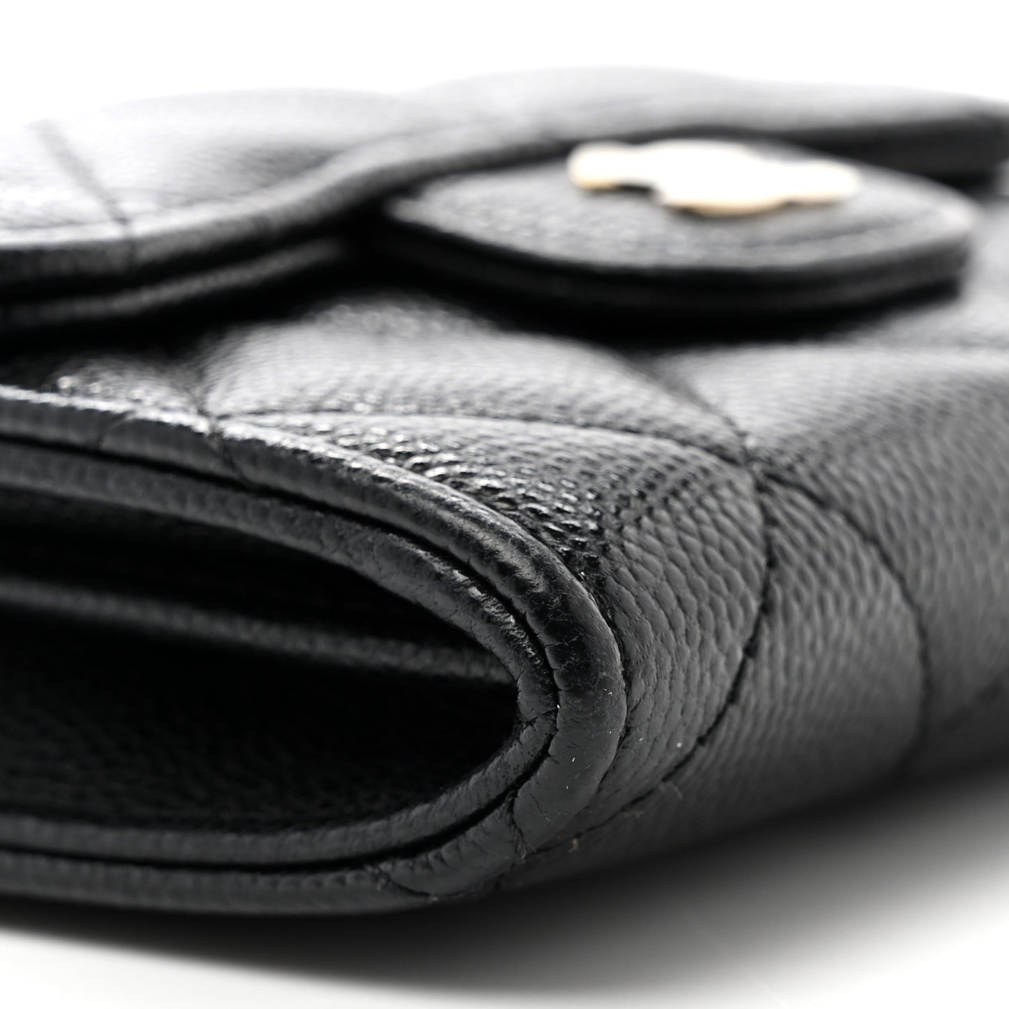 Caviar Quilted Flap Card Holder On Chain Black