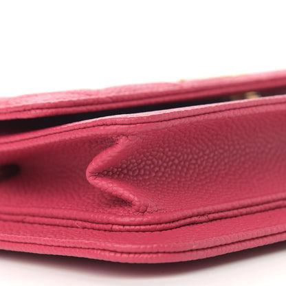 Chanel Caviar Quilted Logo Zip Wallet On Chain WOC Pink 10 of 14