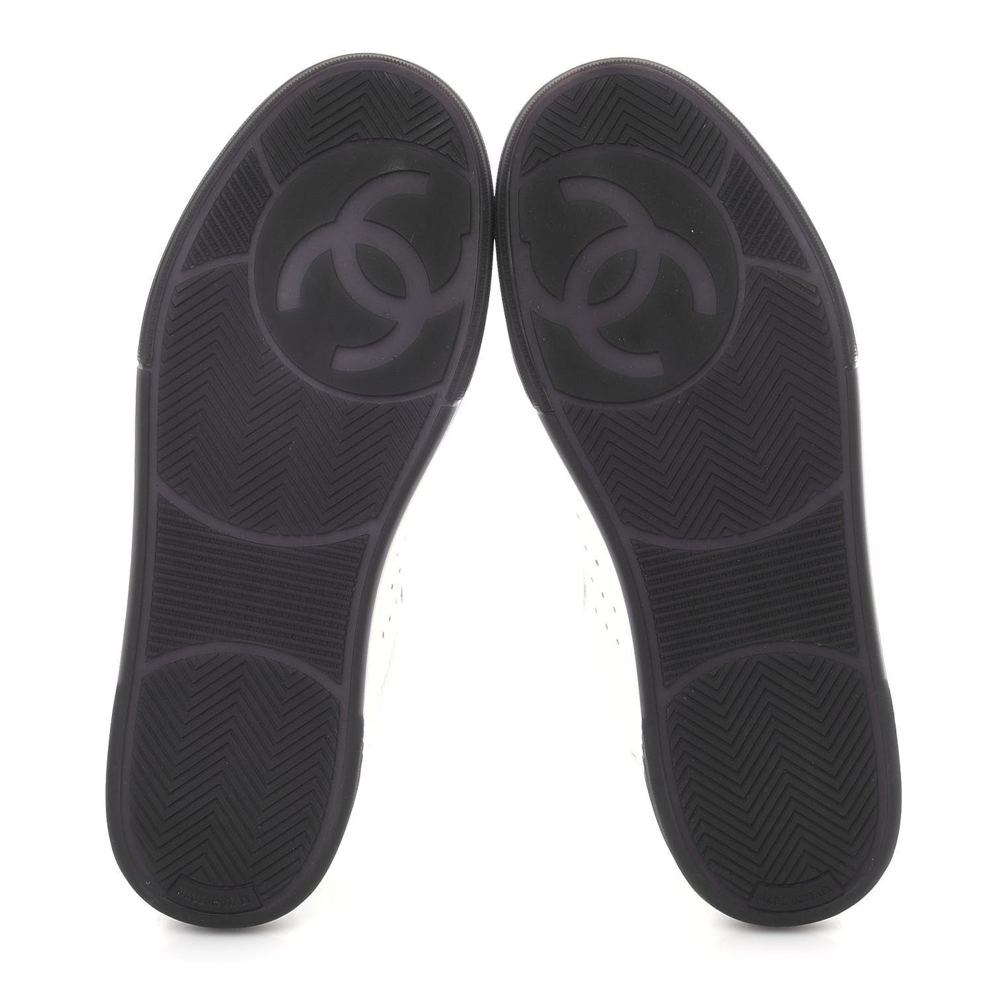 Grained Calfskin Fabric Womens Logo Sneakers 38.5 White Black