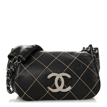 Chanel Lambskin Contrast Stitch Small Surpique Accordion Flap Black 1 of 11
