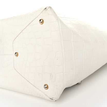 Chanel Calfskin Crocodile Embossed Large Cocodile Shopping Tote White 10 of 12