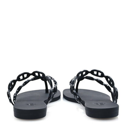 Hermes Rubber Chaine d'Ancre Island Sandals 38 Black 6 of 10
