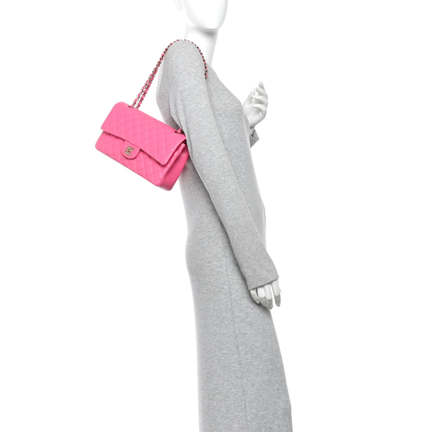 Caviar Quilted Medium Double Flap Pink