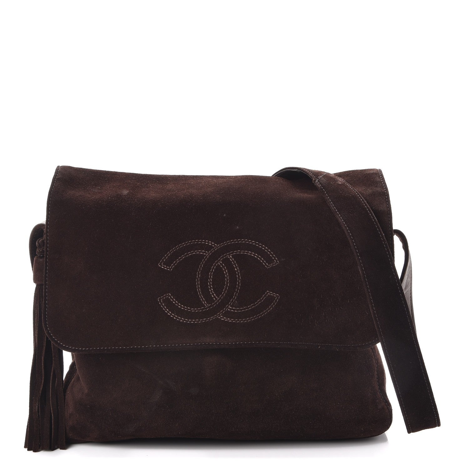 Chanel Suede Tassel CC Shoulder Bag Brown 1 of 14