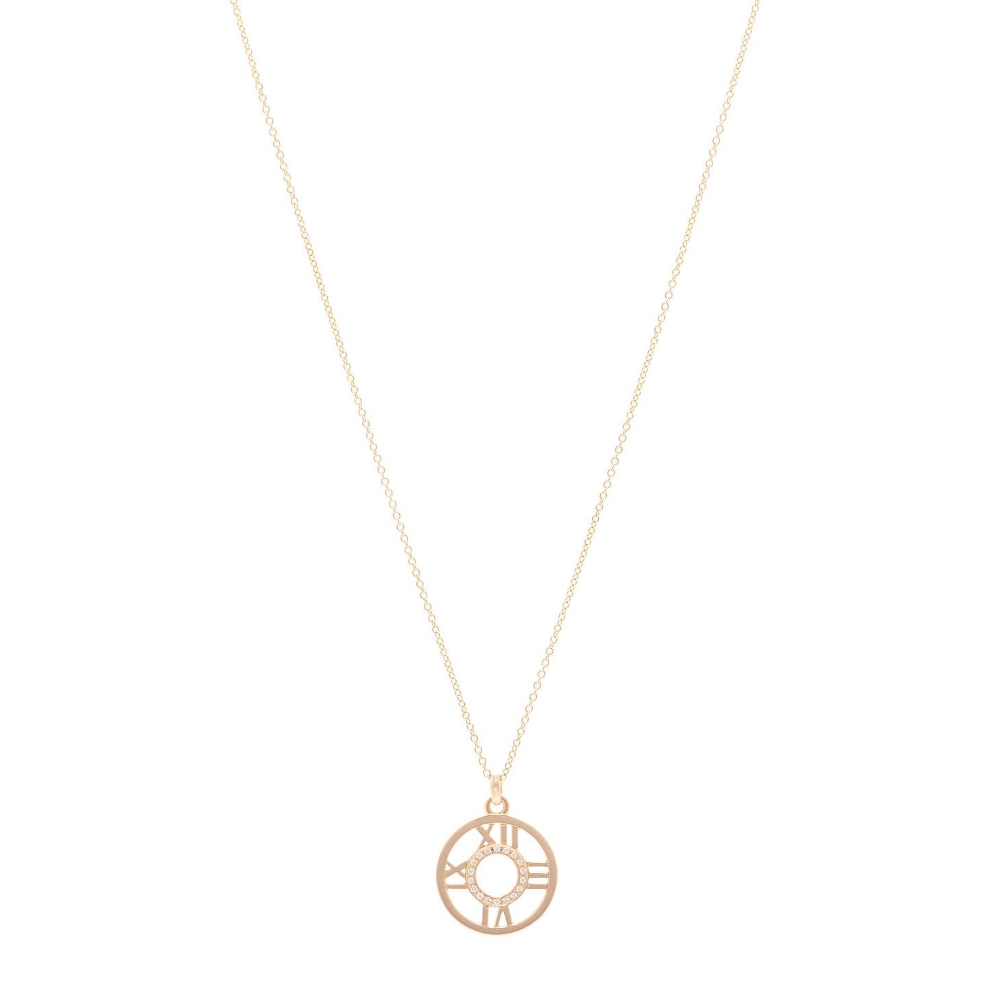 18K Rose Gold Diamond Small Atlas Open Pendant Necklace