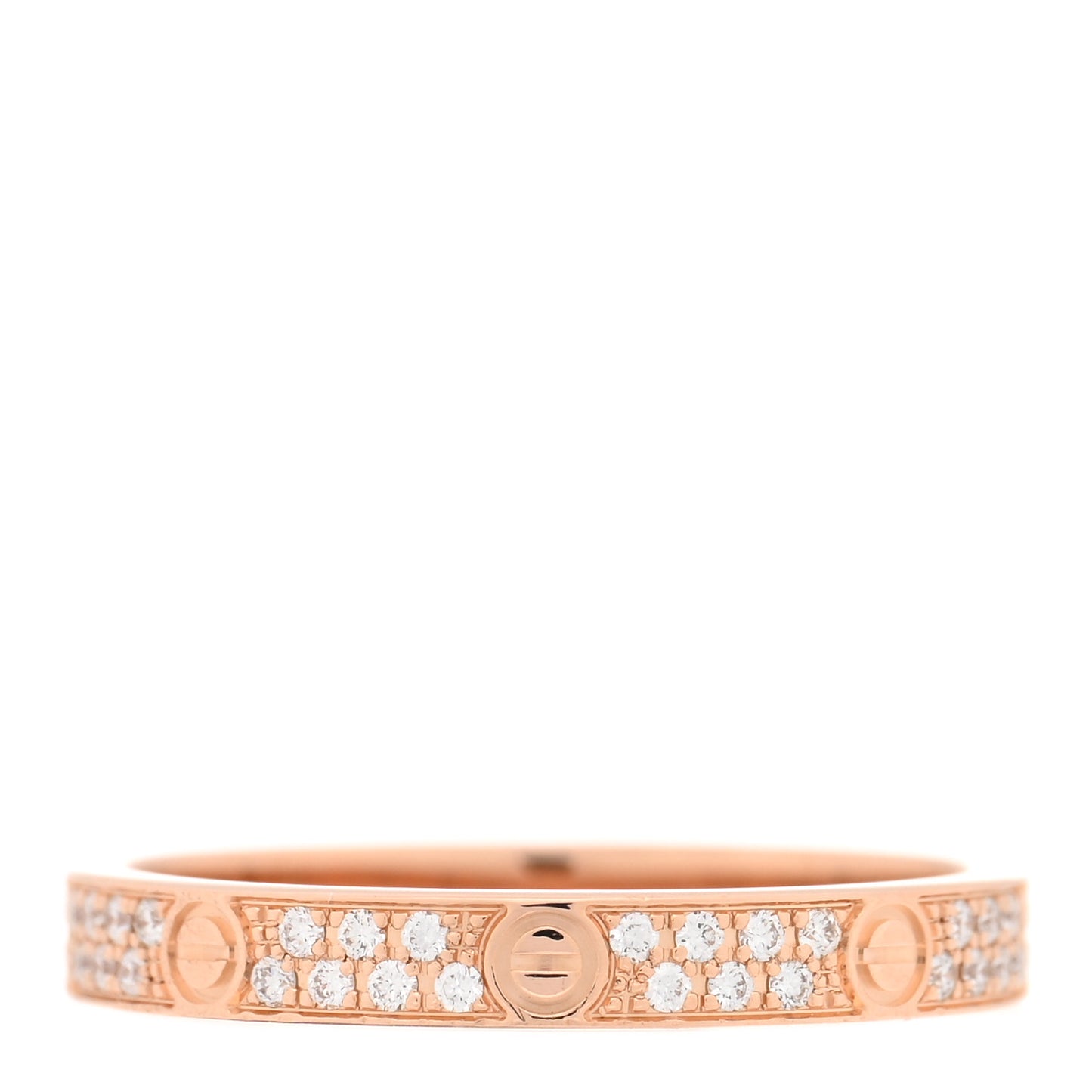 18K Pink Gold Diamond 2.6mm LOVE Paved Band Ring 49/4.75