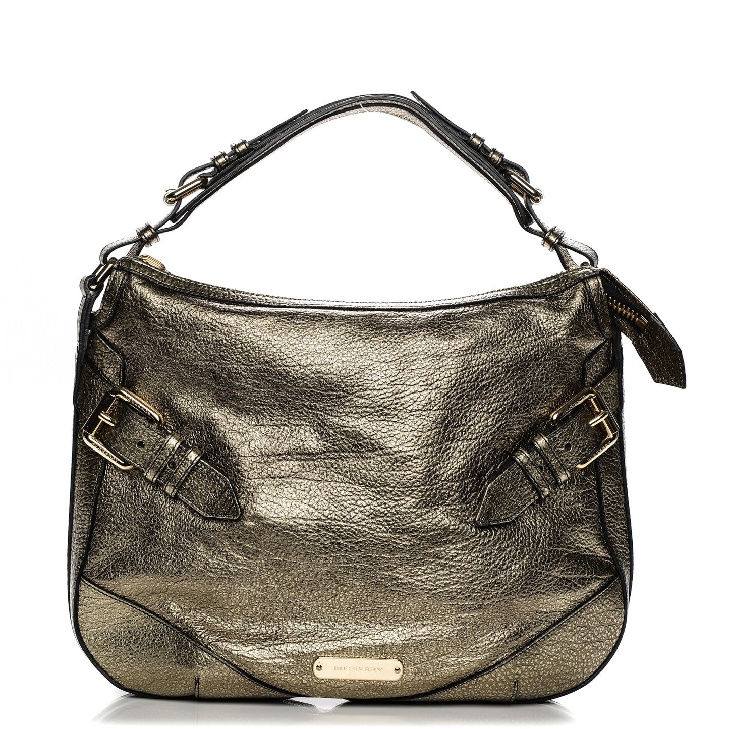 Metallic Grained Calfskin Medium Hobo Gold