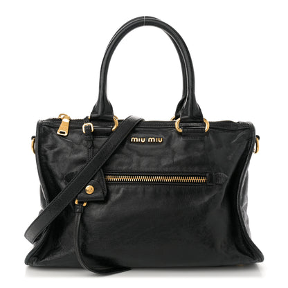 Miu Miu Vitello Shine Zip Tote Black 1 of 11