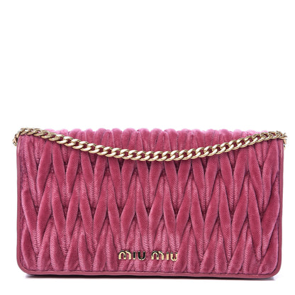 Miu Miu Nappa Velvet Matelasse Wallet On Chain Bruyere 1 of 9