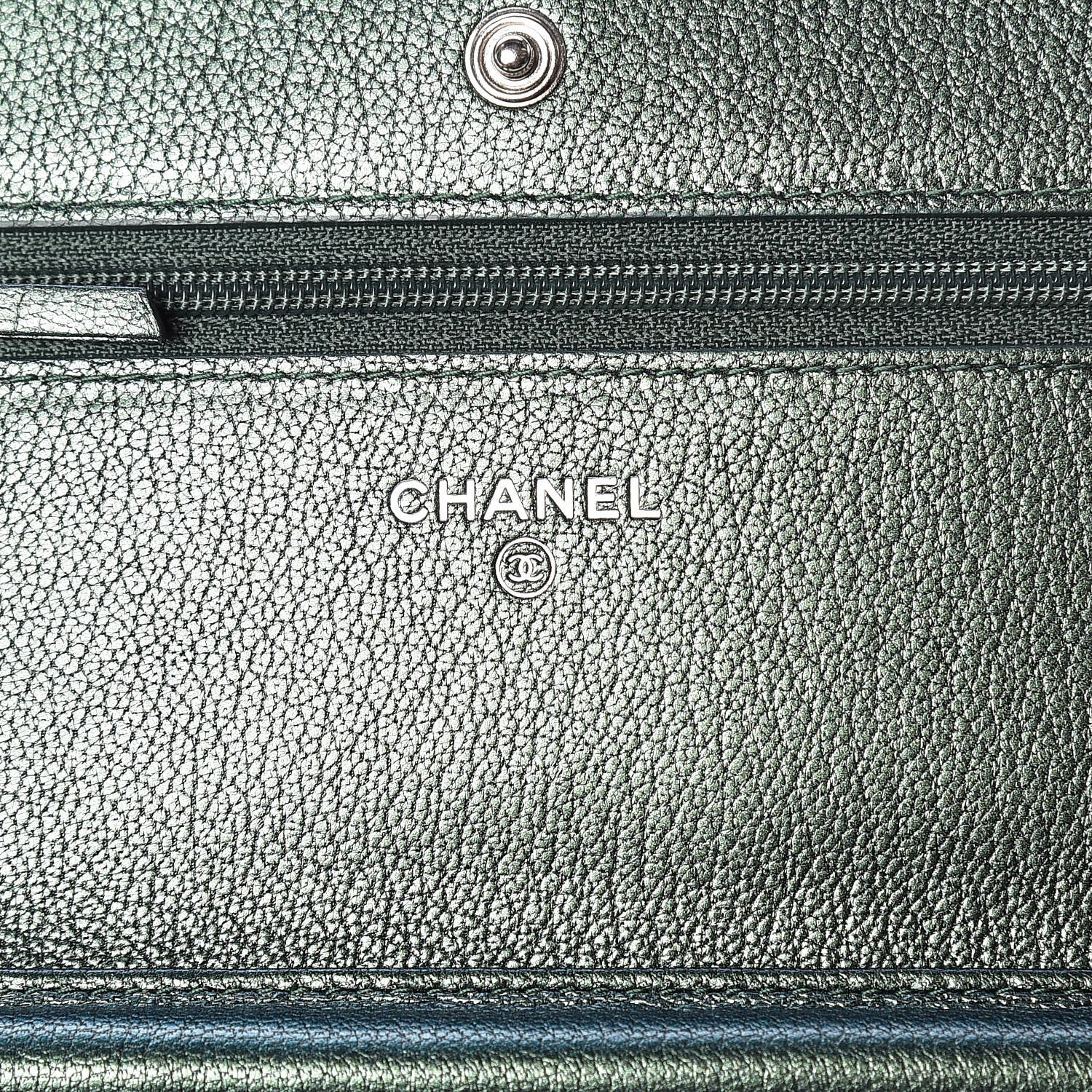 Chanel Iridescent Goatskin Quilted Wallet On Chain WOC Green 8 of 13
