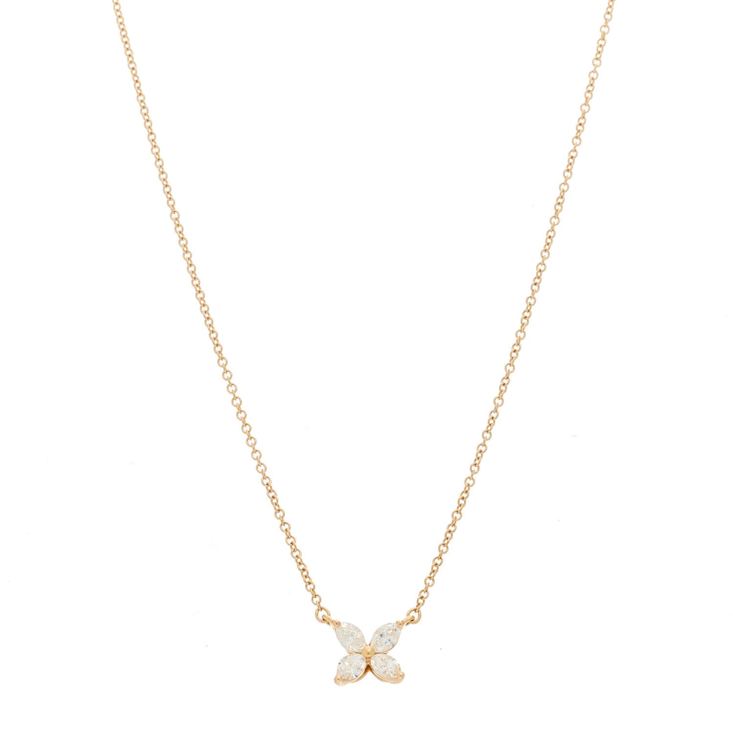 Tiffany 18K Rose Gold Diamond Small Victoria Necklace 1 of 6
