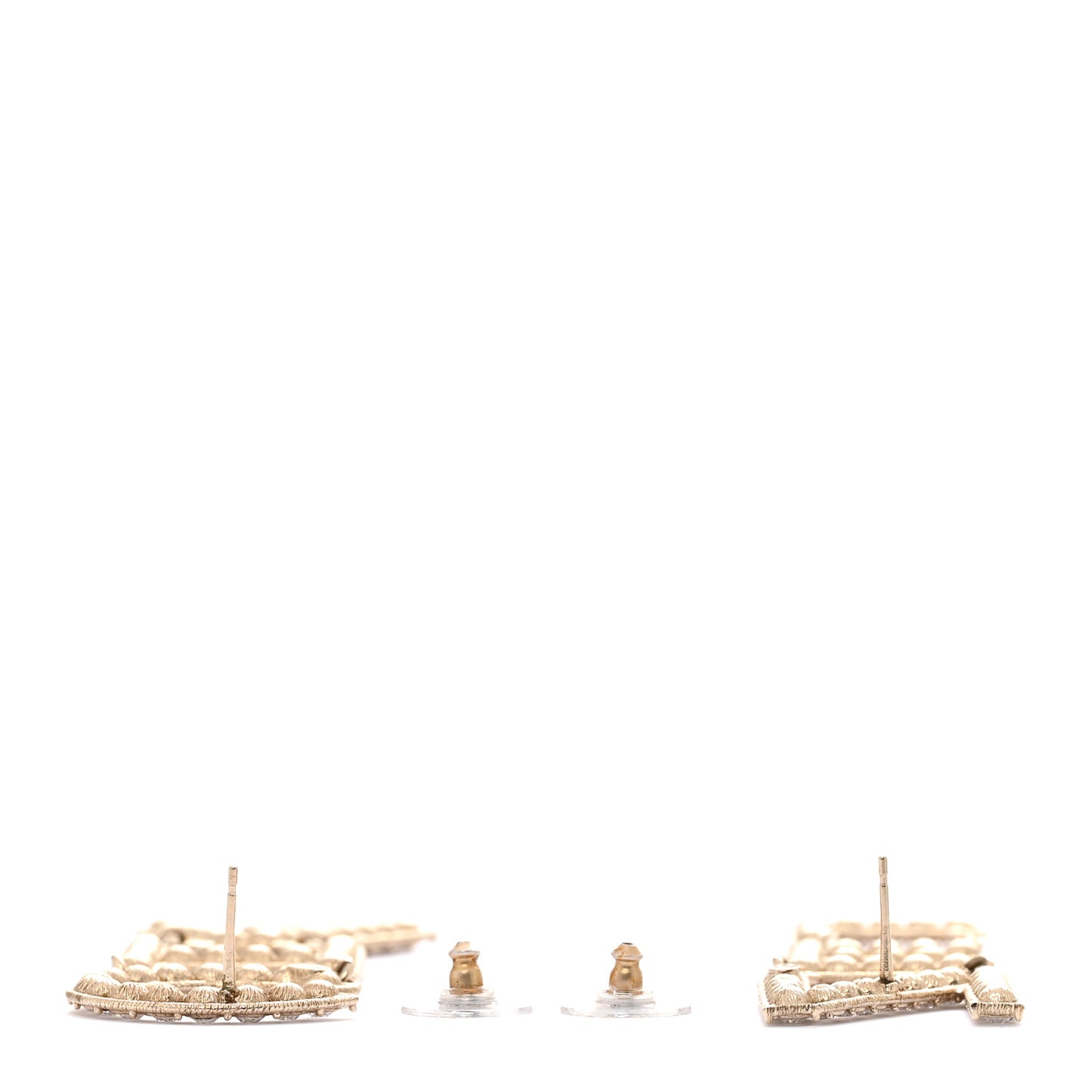 Crystal Cha-Nel Logo Drop Earrings Gold